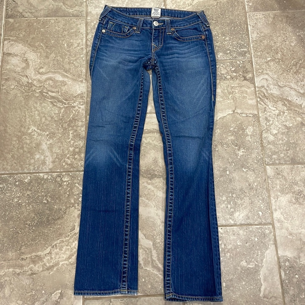 True Religion Womens Blue Johnny Low Rise Skinny Jeans WS22162B14 Size‎ 28
